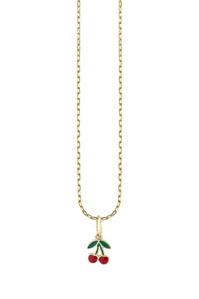 Kids Cherry Necklace, 14k Yellow Gold